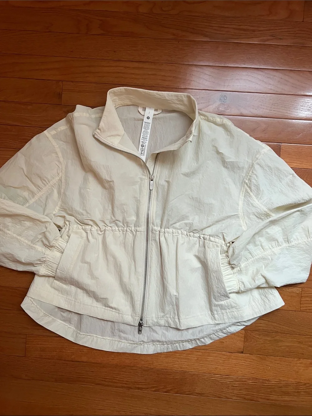lululemon athletica Cream Drawstring-Waist Zip Jacket